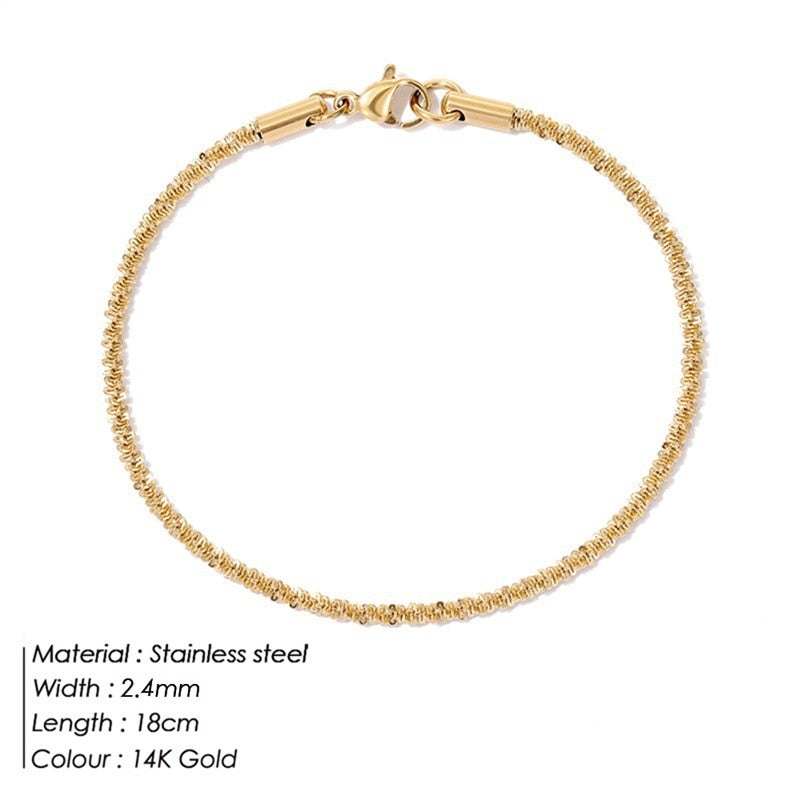 JUJIE 316L Stainless Steel Snake Chain Bracelet For Women Width 3/4/5MM Classic Chain Bracelets Jewelry Wholesale/Dropshipping