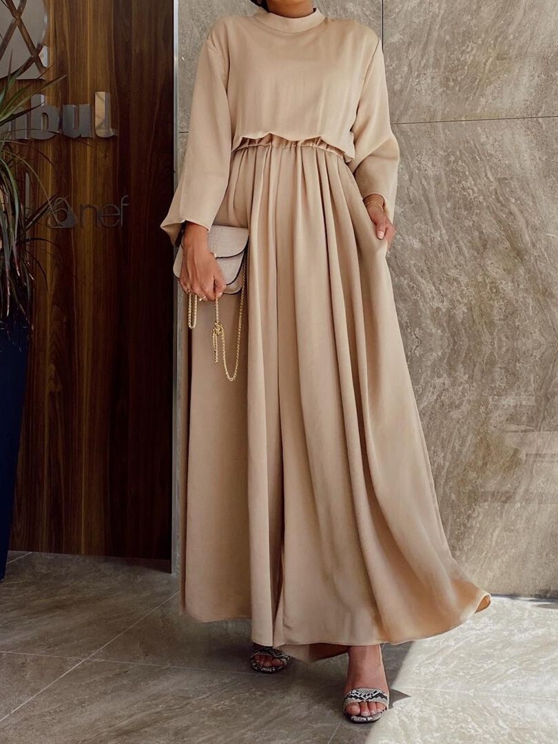 Muslim Temperament Suit Dress Middle East Dubai High Waist Wide Leg Pants Jumpsuit Set Modest Clothing Muslim Woman Outfit