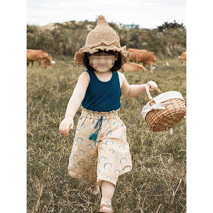 Children's Casual Floral Pants Summer Countryside-style Girls Thin Floral Comfortable Loose Trousers Toddler Mosquito Pants Kids