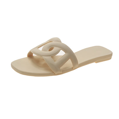 Summer Beach Woman Flip Flops Valentine Slippers PVC Slides Female Sandals Slip on Flat Heels Women Home Slippers Jelly Shoes