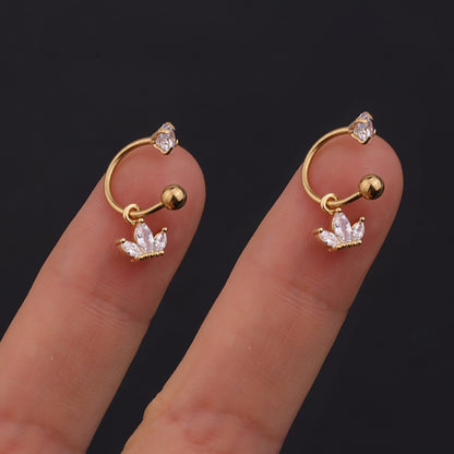 2PC Stainless Steel Gold Color Minimal Crystal Star Ear Studs Earring Women Korean Helix Studs Tragus Cartilage Piercing Jewelry