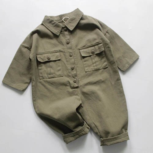 Children Jumpsuit Overalls Cotton Solid Color Korean Style 1-6Yrs Kids Suspender Spring Autumn Baby Girls Boys Jumpsuit