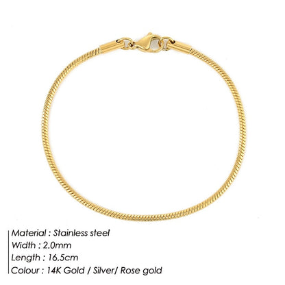 e-Manco Hot Sale Stainless Steel Snake Chain Bracelet Fashion Jewelry For Men Women Stainless Steel Link Bracelet