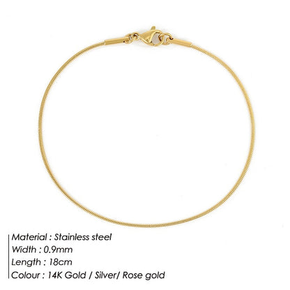 JUJIE 316L Stainless Steel Snake Chain Bracelet For Women Width 3/4/5MM Classic Chain Bracelets Jewelry Wholesale/Dropshipping