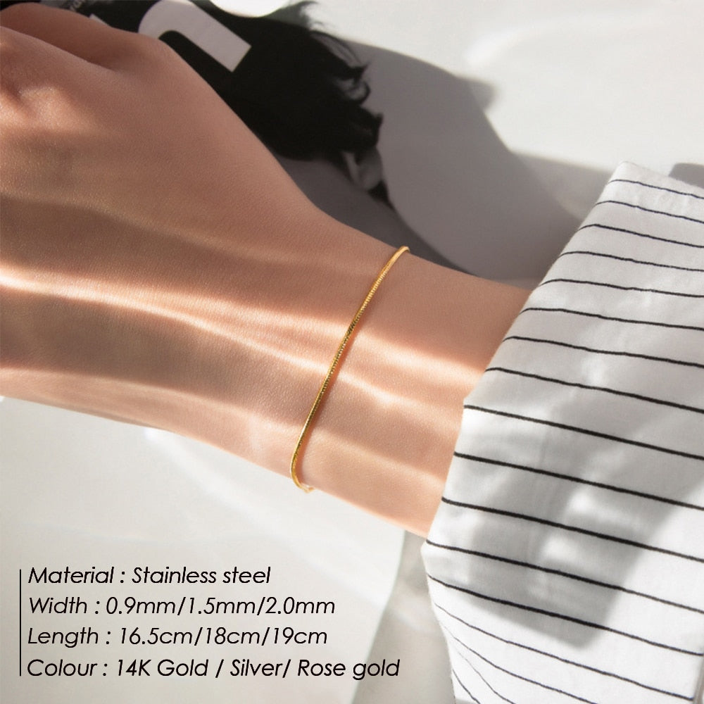 e-Manco Hot Sale Stainless Steel Snake Chain Bracelet Fashion Jewelry For Men Women Stainless Steel Link Bracelet