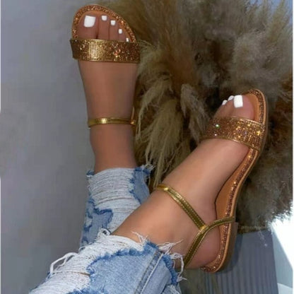 Gladiator Women Sandals Crystal Fashion Summer Shoes Flat Non Slip Beach Femme Zapatos Deportivos Para Mujer Sapatos Femininos
