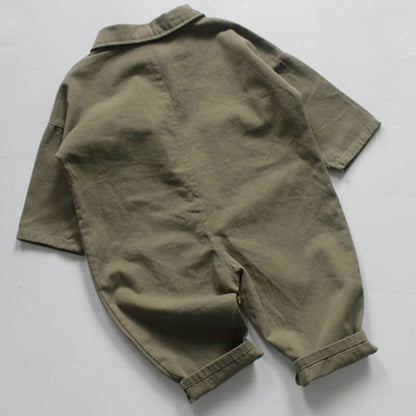 Children Jumpsuit Overalls Cotton Solid Color Korean Style 1-6Yrs Kids Suspender Spring Autumn Baby Girls Boys Jumpsuit