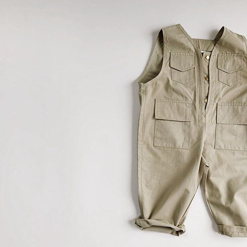 Children Jumpsuit Overalls Cotton Solid Color Korean Style 1-6Yrs Kids Suspender Spring Autumn Baby Girls Boys Jumpsuit