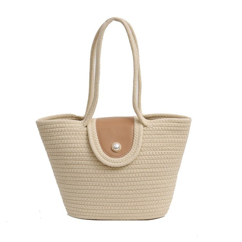 Summer Vacation Women's Beach Straw Shoulder Bags Large Capacity Ladies Weave Purse Handbags Fashion Female Travel Casual Tote