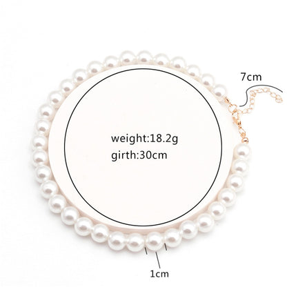 Handmade Vintage Simulation Round Pearl Choker Necklace Elegant Simple Adjustable Multiple Sizes Beaded Necklace For Women Girls