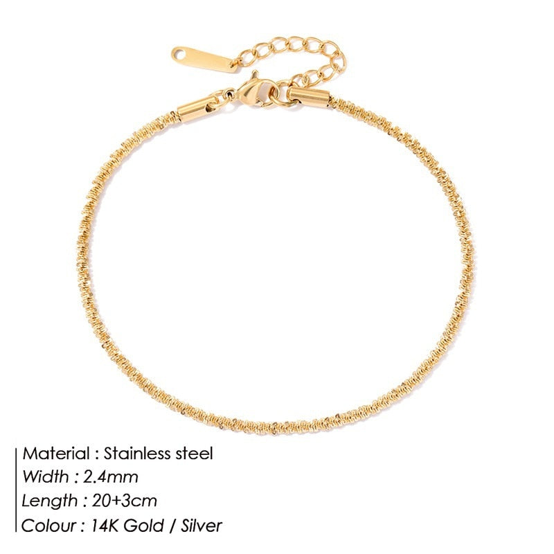 JUJIE 316L Stainless Steel Snake Chain Anklet For Women/Men Sexy Leg Foot Bracelet Accessorie Jewelry Dropshipping/Wholesale