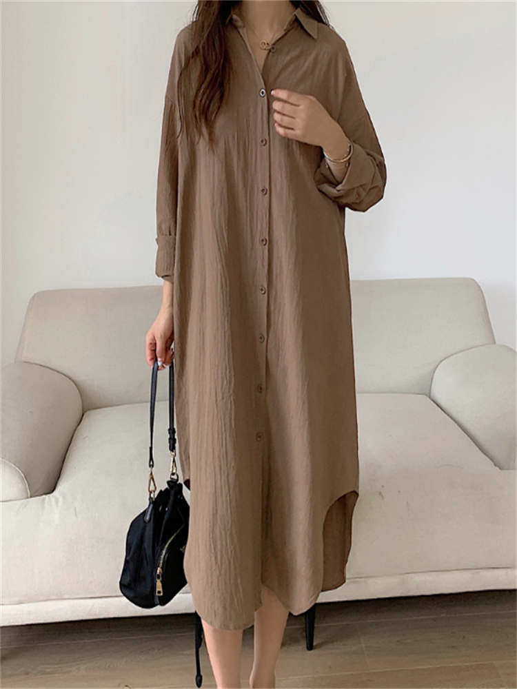 S-2XL Cotton New Summer Shirt Dress Pink Evening Vintage Dress Party Oversize Long Beach Women Dresses Loose Robe Vestido Pure