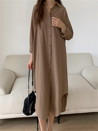 S-2XL Cotton New Summer Shirt Dress Pink Evening Vintage Dress Party Oversize Long Beach Women Dresses Loose Robe Vestido Pure