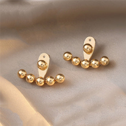 2022 New Elegant Metal Heart-Shaped Back Hanging Pearl Earrings Korean Fashion Jewelry For Woman Girls Accessories Wholesale