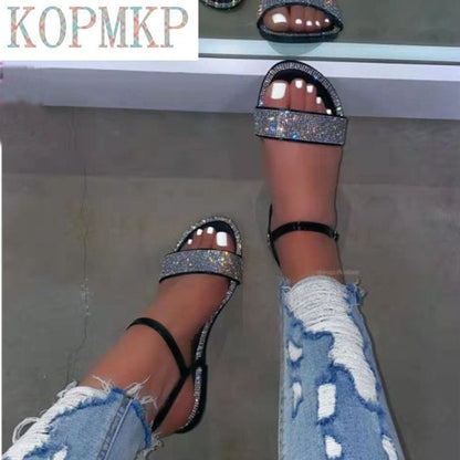 Gladiator Women Sandals Crystal Fashion Summer Shoes Flat Non Slip Beach Femme Zapatos Deportivos Para Mujer Sapatos Femininos