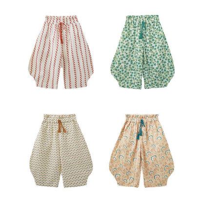 Children's Casual Floral Pants Summer Countryside-style Girls Thin Floral Comfortable Loose Trousers Toddler Mosquito Pants Kids