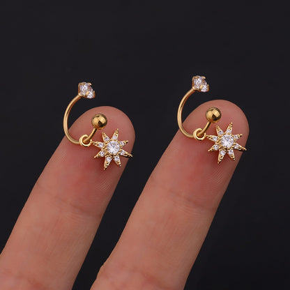 2PC Stainless Steel Gold Color Minimal Crystal Star Ear Studs Earring Women Korean Helix Studs Tragus Cartilage Piercing Jewelry