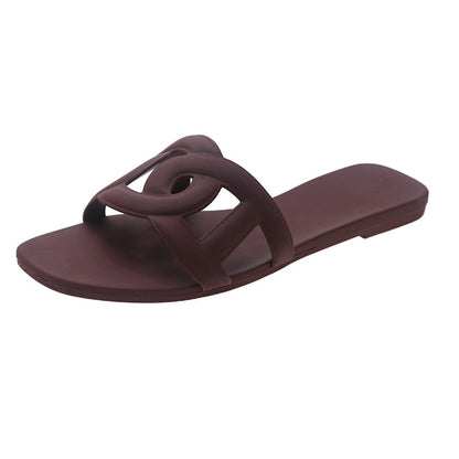 Summer Beach Woman Flip Flops Valentine Slippers PVC Slides Female Sandals Slip on Flat Heels Women Home Slippers Jelly Shoes