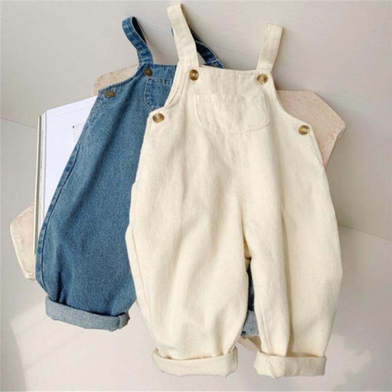 Baby Boy Solid Denim Overalls Child Jean Bib Pants Infant Jumpsuit Children&#39;s Clothing Kids Overalls Autumn Girls Outfits