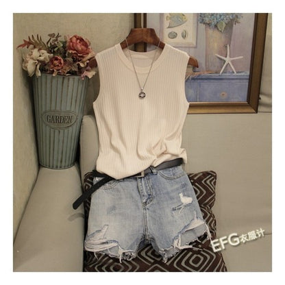 Top O-neck Solid Tank Blusas