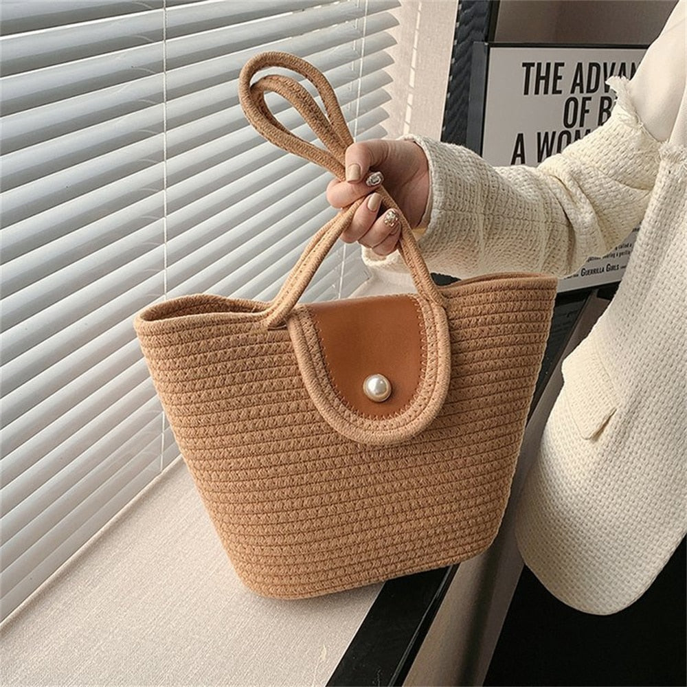 Summer Vacation Women's Beach Straw Shoulder Bags Large Capacity Ladies Weave Purse Handbags Fashion Female Travel Casual Tote