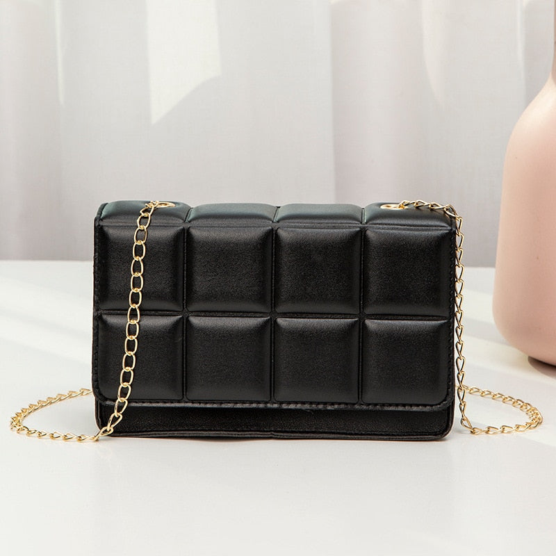 New Pu Leather Shoulder Bags For Women 2023 Fashion Texture Black Chain Crossbody Bags Summer Trend Handbags Mobile Phone Bag