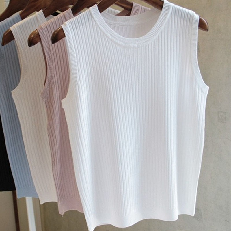 Top O-neck Solid Tank Blusas