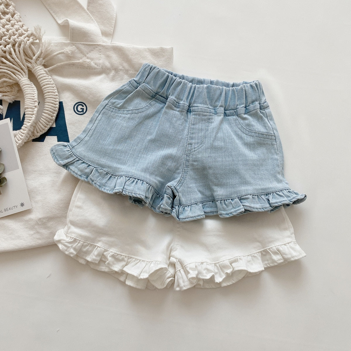 Girls&#39; Casual Soft Denim Shorts 2022 Summer New Korean Version Baby Fungus Edge Hot Pants Children&#39;S Fashionable Pants