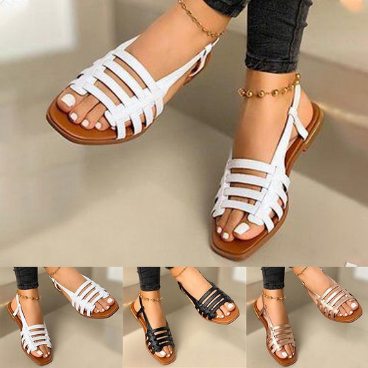 Women Sandals Woman Summer Hollow Out Roman Shoes 2022 Women's Gladiator Open Toe Beach Flats Ladies Footwear Plus Size 35-43