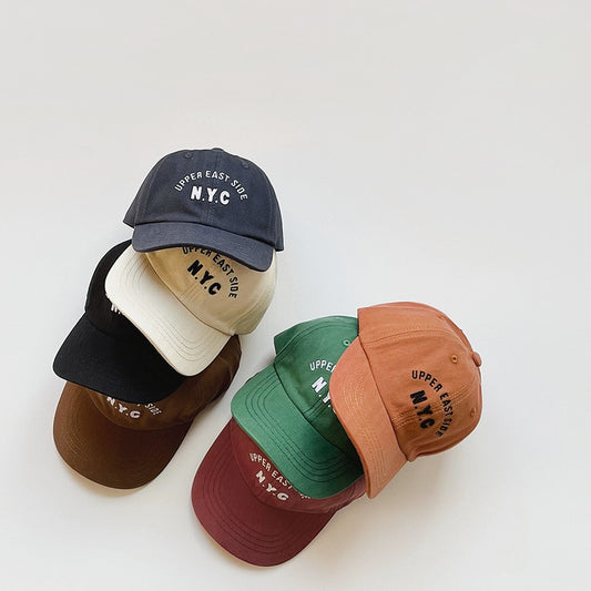 Kid Boy Summer Personality Simple Letter Embroidery Baseball Cap Baby Girl Fahsion All-match Cotton Sun Protection Peaked Caps