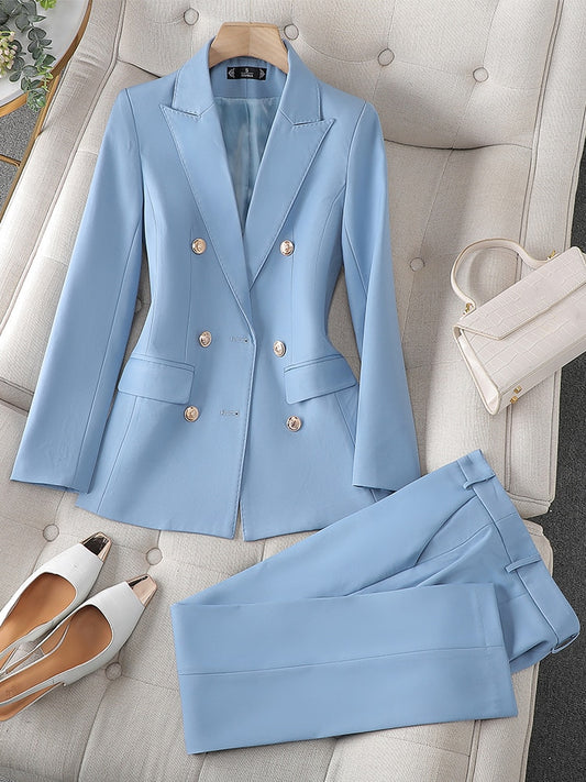 High Quality Office Ladies Pant Suit Solid Color Women Business Work Wear Blazer Jacket And Trouser Female Formal 2 Piece Sets