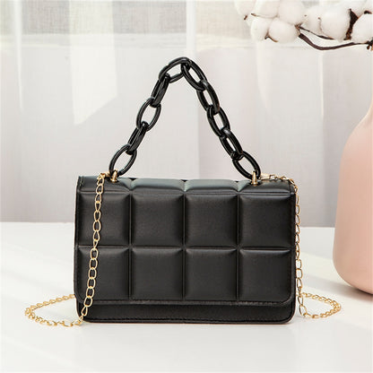 New Pu Leather Shoulder Bags For Women 2023 Fashion Texture Black Chain Crossbody Bags Summer Trend Handbags Mobile Phone Bag