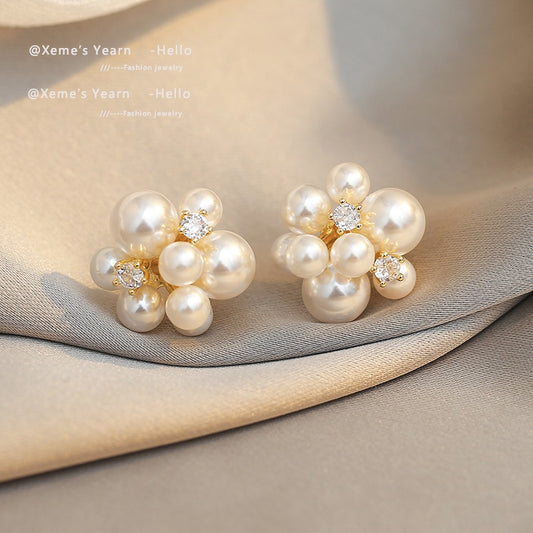 Elegant Romantic Unique Fireworks Pearl Stud Earrings For Woman Korean Fashion Jewelry Party Girl&#39;s Lady Temperament Accessories