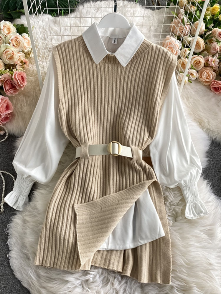 Knitted Vest Two Piece Sets
