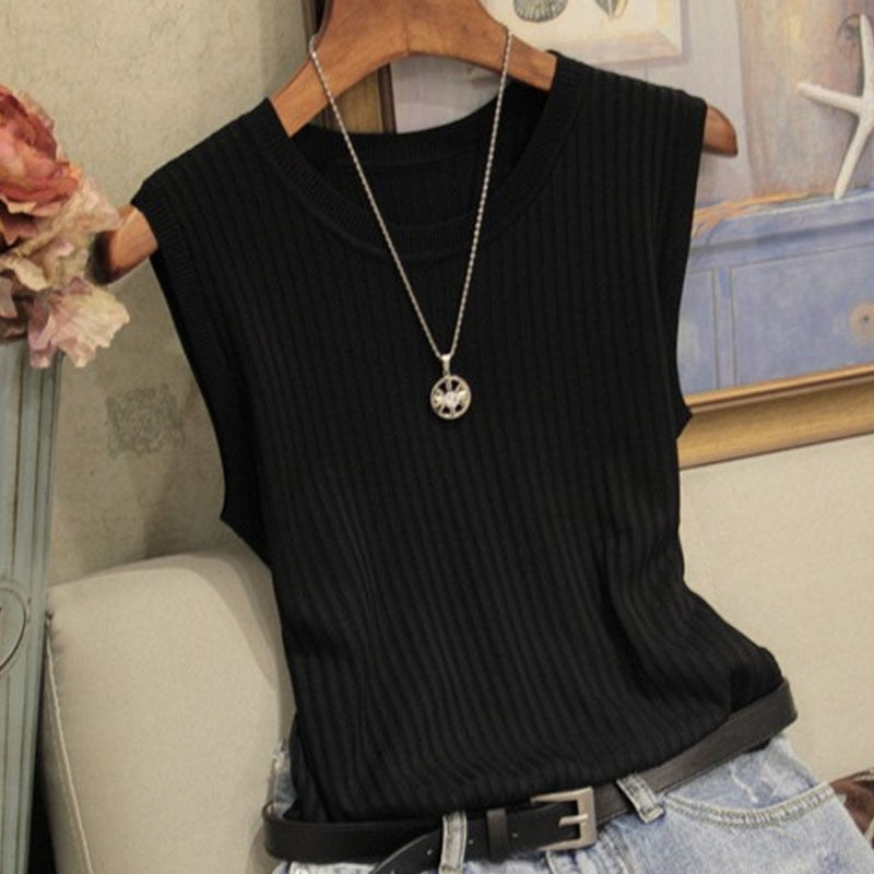 Top O-neck Solid Tank Blusas