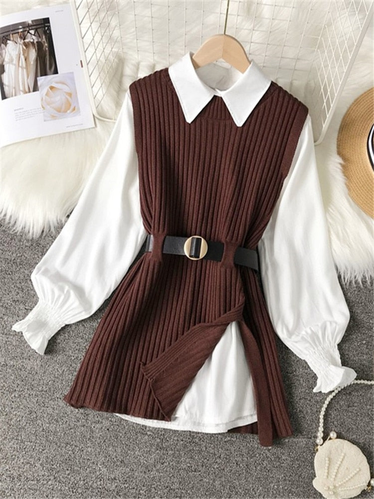 Knitted Vest Two Piece Sets