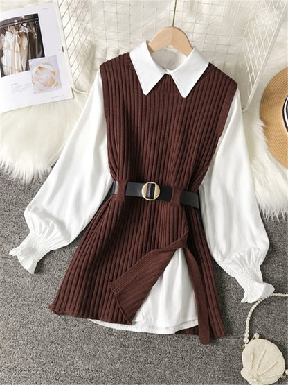 Knitted Vest Two Piece Sets